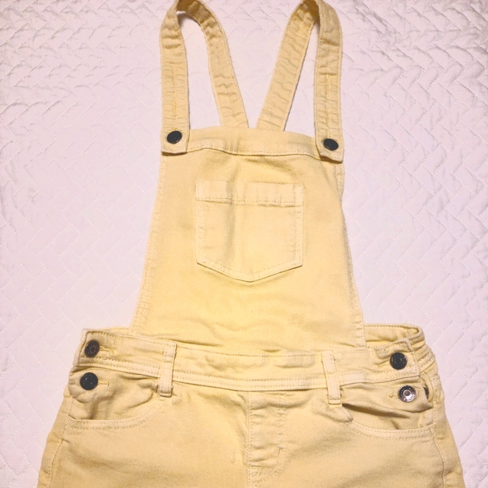 Girls Yellow Overall Shorts
